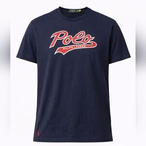 Polo by Ralph Lauren Men's Dark Blue and Red Tee